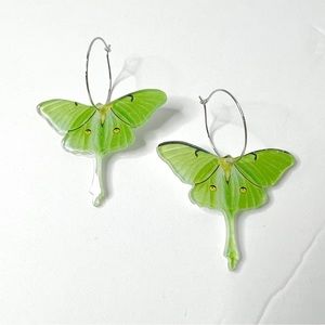 Green Moth Drop Earrings
